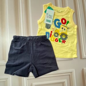 conjunto camiseta short amarillo 9 12m