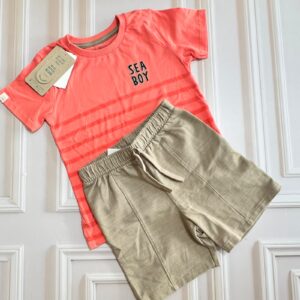 conjunto camiseta/bermuda coral 2t